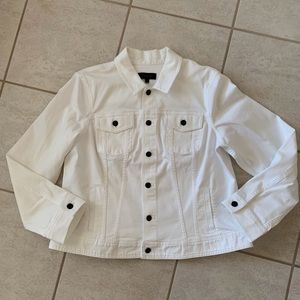 Talbots White Denim Jean Jacket Size XL